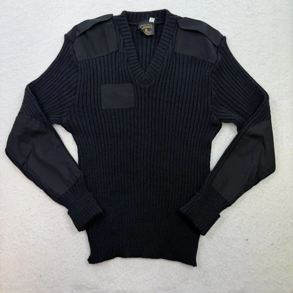 Vintage Citadel Men's Black Pullover Wool Made In Great Britain Sweater Size 44